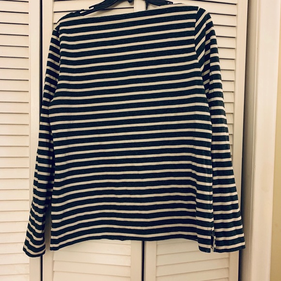 J Crew Long Sleeve Grey Strip - Picture 2 of 2